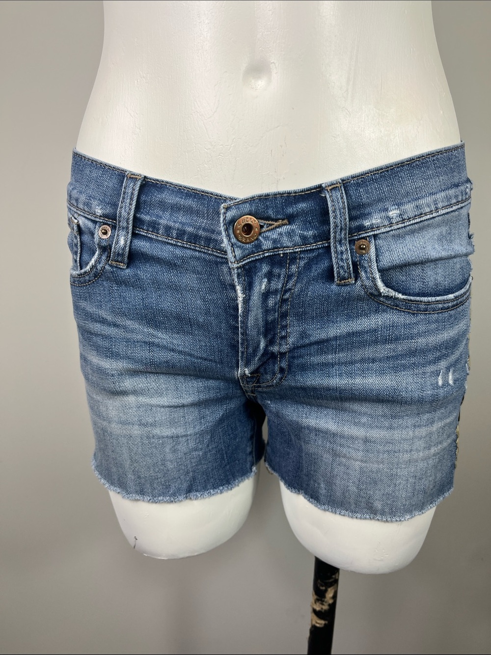 Lucky Brand Washed Blue Denim Cutoff Shorts 0/26